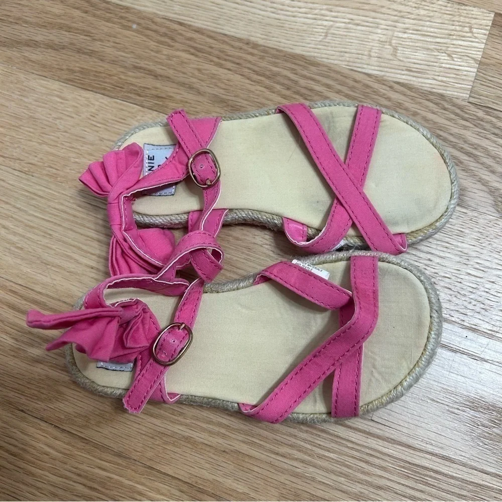Janie & Jack Ruffle Back Sandals Sz 9 Pink Girls Toddler Espadrille Open Toe